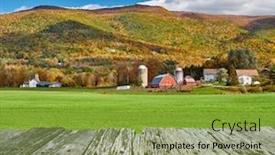  Presentation with barn - Presentation design enhanced with farm-with-red-barn background and a gold colored foreground