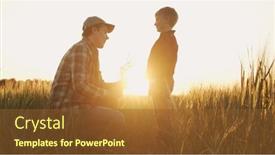  Presentation with agricultural - Presentation theme having farmer-and-his-son background and a tawny brown colored foreground