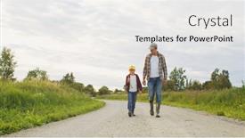  Presentation with agricultural - PPT theme having farmer-and-his-son background and a white colored foreground