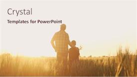 Presentation with agricultural - PPT theme consisting of farmer-and-his-son background and a sky blue colored foreground