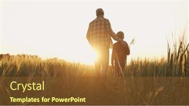  Presentation with agriculture water irrigation canals farming - Slide deck enhanced with farmer-and-his-son background and a tawny brown colored foreground