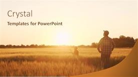 Presentation with agricultural - PPT theme having farmer-and-his-son background and a cream colored foreground