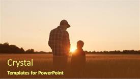  Presentation with agricultural - Slides having farmer-and-his-son background and a tawny brown colored foreground