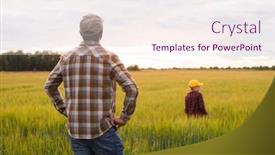  Presentation with farming - PPT layouts having farmer-and-his-son background and a sky blue colored foreground