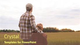  Presentation with farming - Slide deck featuring farmer-and-his-son background and a tawny brown colored foreground