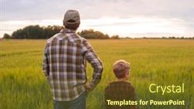  Presentation with farming - Presentation design enhanced with farmer-and-his-son background and a tawny brown colored foreground