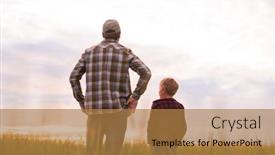  Presentation with farming - Presentation consisting of farmer-and-his-son background and a coral colored foreground