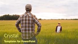  Presentation with farming - Slide deck featuring farmer-and-his-son background and a tawny brown colored foreground