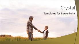  Presentation with farming - Presentation design with farmer-and-his-son background and a white colored foreground