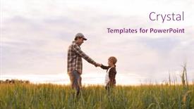  Presentation with farming - Presentation design having farmer-and-his-son background and a pink colored foreground
