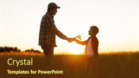  Presentation with farming - Presentation theme with farmer-and-his-son background and a tawny brown colored foreground