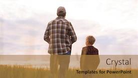  Presentation with agricultural - PPT theme enhanced with farmer-and-his-son background and a gold colored foreground