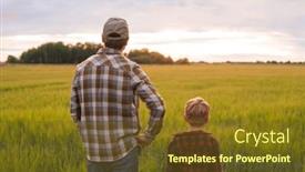  Presentation with farming - Slide deck consisting of farmer-and-his-son background and a tawny brown colored foreground