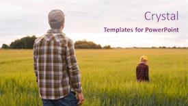  Presentation with agricultural - Slide deck featuring farmer-and-his-son background and a sky blue colored foreground