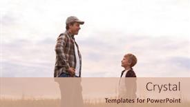  Presentation with agricultural - Slide set featuring farmer-and-his-son and a coral colored foreground