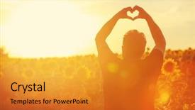  Presentation with shape heart - Beautiful theme featuring farmer at sunset backdrop and a gold colored foreground