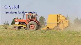  Presentation with plastic bales at the waste - Beautiful slide deck featuring farmer bailing hay into round backdrop and a lemonade colored foreground
