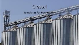  Presentation with steel silos for grain storage - Audience pleasing presentation consisting of farmer grain storage - silos in a warehouse backdrop and a light blue colored foreground