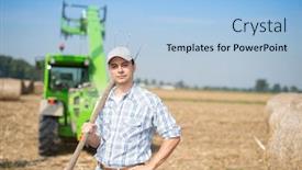  Presentation with field - Presentation theme enhanced with farmer-holding-a-pitchfork background and a light blue colored foreground