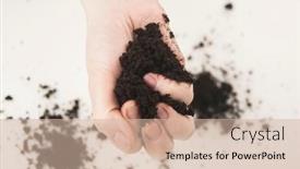  Presentation with soil fertilizer - Slide set featuring farmer-holding-pile-of-arable background and a soft green colored foreground