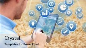  Presentation with digital project - Audience pleasing PPT theme consisting of software project - composite of farmer in field backdrop and a lemonade colored foreground