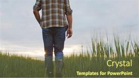  Presentation with agricultural - Presentation design enhanced with farmer-in-front background and a tawny brown colored foreground