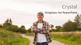  Presentation with farming - Presentation design with farmer-in-front background and a sky blue colored foreground