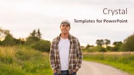  Presentation with farming - Slide set with farmer-in-front background and a sky blue colored foreground