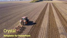  Presentation with agricultural - Presentation with farmer in tractor preparing agricultural background and a tawny brown colored foreground