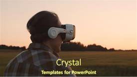  Presentation with virtual reality - Slide set with farmer-in-virtual-reality-helmet background and a tawny brown colored foreground