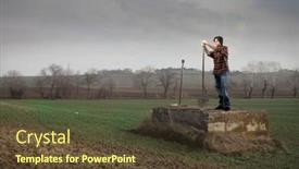  Presentation with field - Presentation theme enhanced with farmer-on-a-cultivated-field background and a tawny brown colored foreground