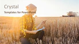  Presentation with harvest - PPT theme having farmer-on-a-field-during background and a cream colored foreground