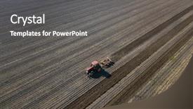  Presentation with canals farm land drought - Theme having farmer preparing land for sowing background and a gray colored foreground