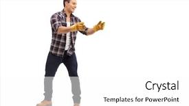  Presentation with full length portrait two men women brown sweater - Slides enhanced with farmer protection - full length portrait background and a white colored foreground