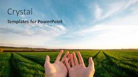  Presentation with checks - Cool new presentation theme with farmer-s-hand-touches backdrop and a light blue colored foreground