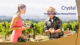  Presentation with organic - Presentation consisting of farmer selling his organic produce background and a sky blue colored foreground