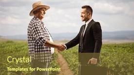  Presentation with shaking hands - Presentation design enhanced with farmer-shaking-hands background and a tawny brown colored foreground