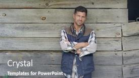  Presentation with barn - Cool new slide deck with farmer standing in front of barn backdrop and a ocean colored foreground