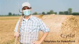  Presentation with coronavirus - Presentation theme featuring farmer-standing-in-his-field background and a coral colored foreground