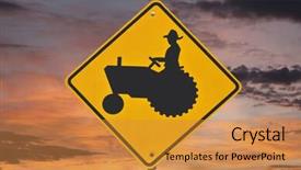 Presentation with caution - Slides consisting of farmer tractor crossing caution sign with orange sunrise background and a gold colored foreground