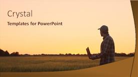  Presentation with food technology - Presentation theme featuring farmer-with-a-laptop-computer background and a light gray colored foreground