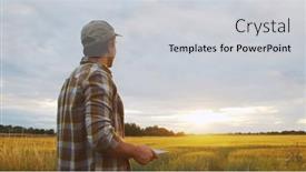  Presentation with food technology - Slide set with farmer-with-a-tablet-computer background and a light gray colored foreground