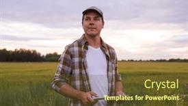  Presentation with food technology - Presentation design having farmer-with-a-tablet-computer background and a tawny brown colored foreground