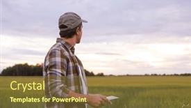  Presentation with food technology - Theme with farmer-with-a-tablet-computer background and a tawny brown colored foreground