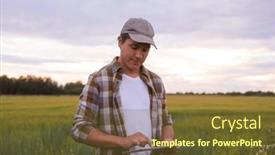  Presentation with food technology - Slides featuring farmer-with-a-tablet-computer background and a tawny brown colored foreground