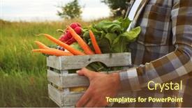  Presentation with farming - Theme having farmer-with-a-vegetable-box background and a tawny brown colored foreground