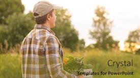  Presentation with farming - Presentation featuring farmer-with-a-vegetable-box background and a gold colored foreground