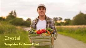  Presentation with farming - Presentation consisting of farmer-with-a-vegetable-box background and a tawny brown colored foreground