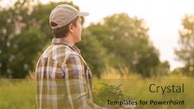  Presentation with agricultural - Slides featuring farmer-with-a-vegetable-box background and a  colored foreground