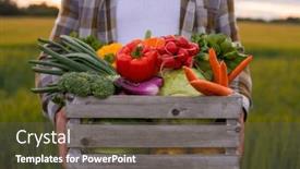  Presentation with farming - PPT theme consisting of farmer-with-a-vegetable-box background and a  colored foreground